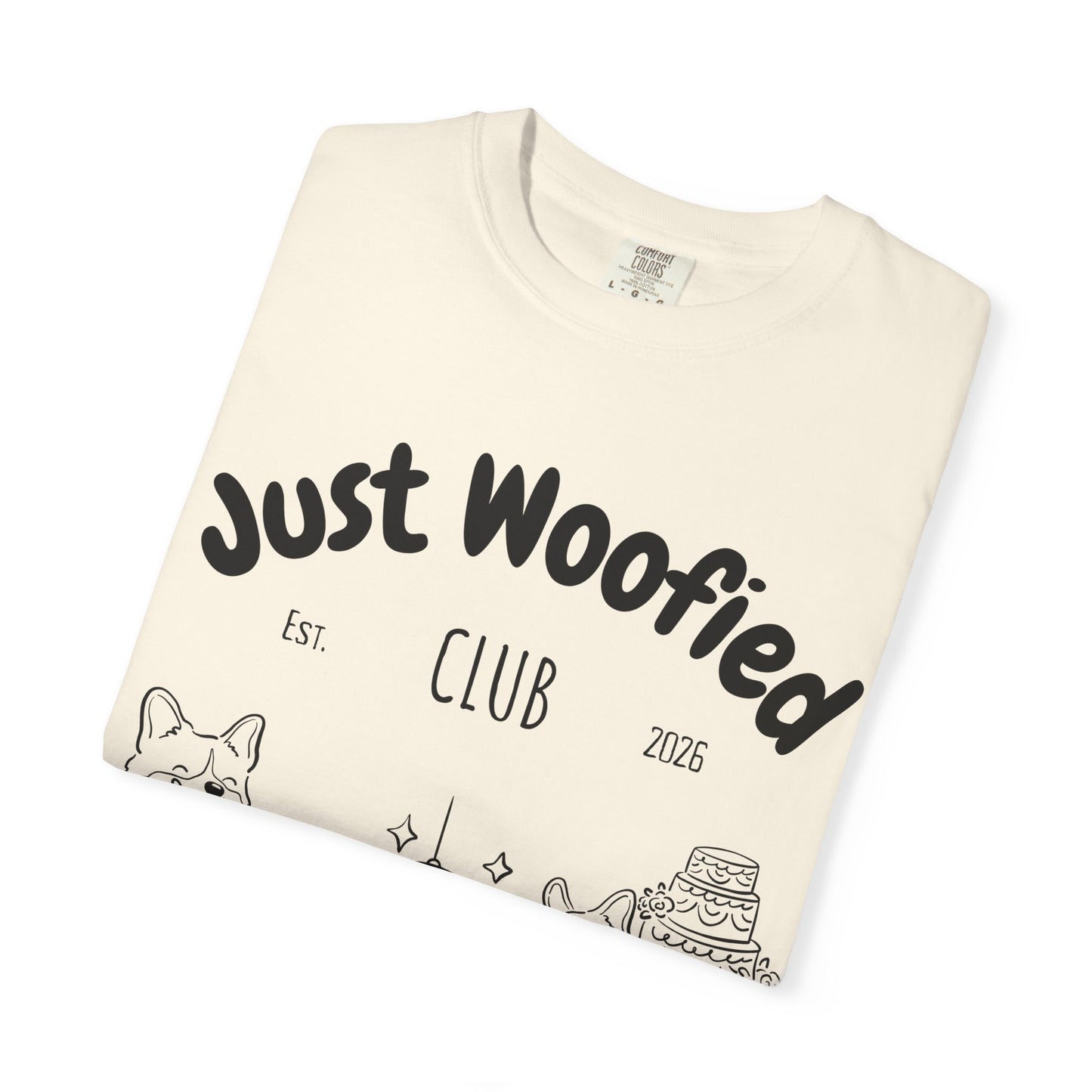 Just Married Dog Wedding Shirt Newlywed Couple Matching T-Shirt Comfort Colors Mr And Mrs Tee Just Woofied Honeymoon Gift For Bride Groom