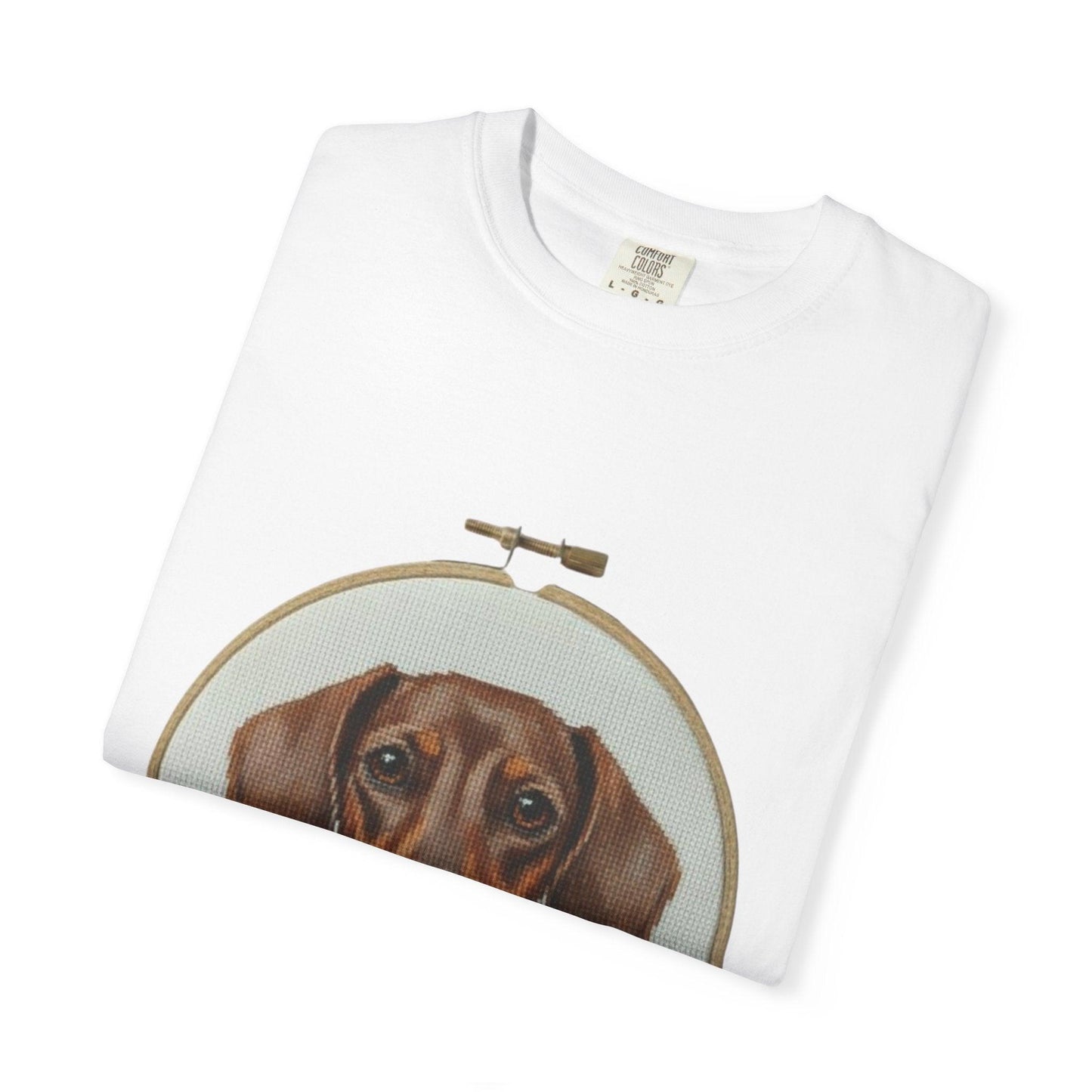 Dachshund Portrait T-shirt | Embroidery Hoop Dog Illustration