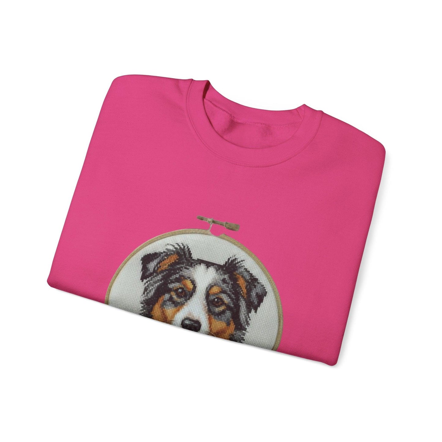 Australian Shepherd Sweatshirt, Aussie Dog Mom Gift, Embroidery Hoop Portrait, Cross Stitch Dog Crewneck