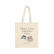 'Player 2 Has Joined the Party' 'Est. 2025' Cotton Canvas Tote Bag
