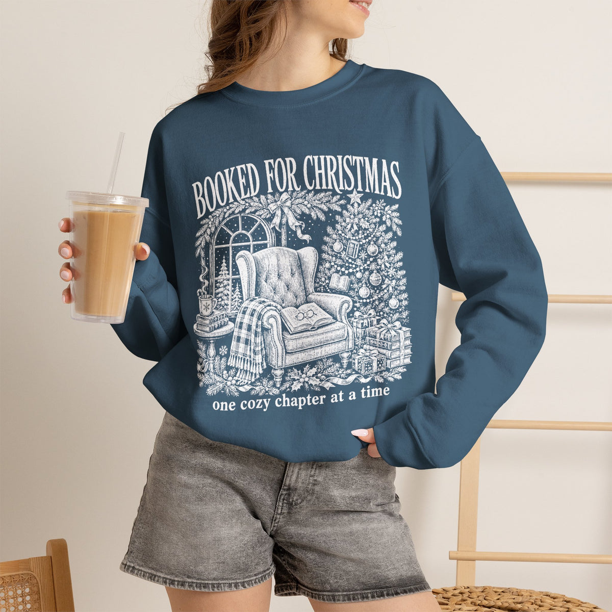 Booked for Christmas Sweatshirt, Book Lover Christmas Crewneck, Cozy Reader Sweater, Bookish Holiday Shirt, BookTok Christmas Gift