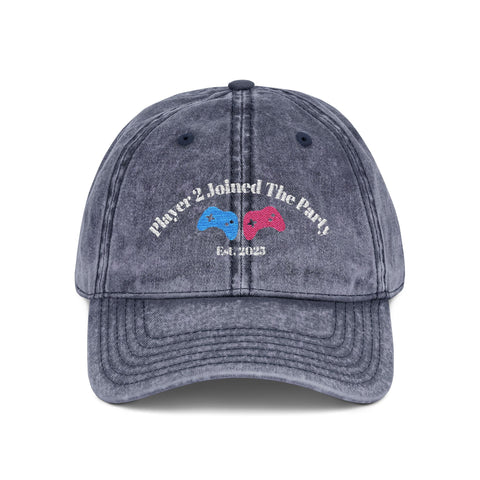 'Player 2 Joined The Party' 'Est. 2025' Vintage Embroidered Cap