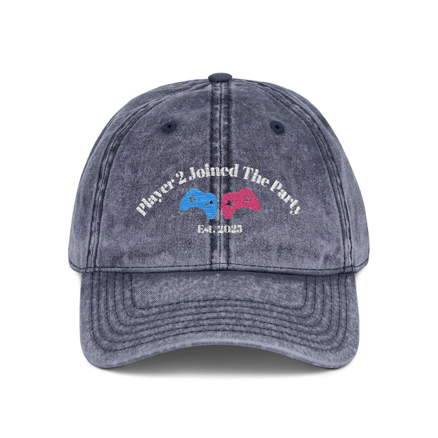 'Player 2 Joined The Party' 'Est. 2025' Vintage Embroidered Cap
