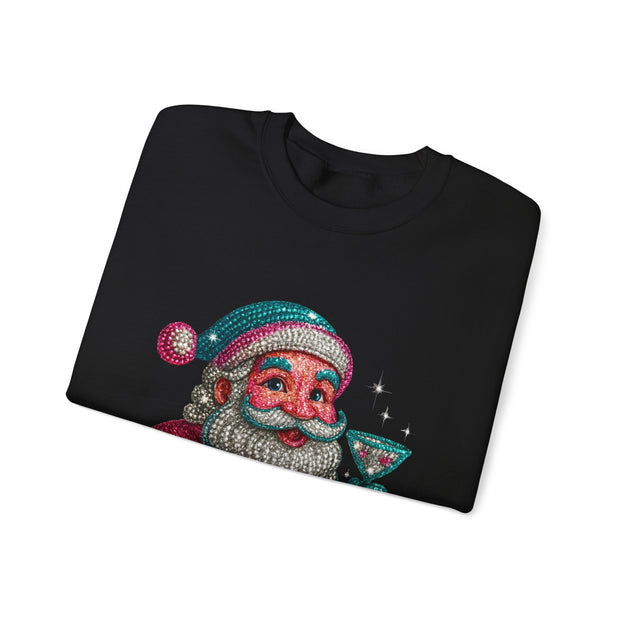 Retro Santa Holding Martini Sweatshirt | Vintage Christmas Crewneck