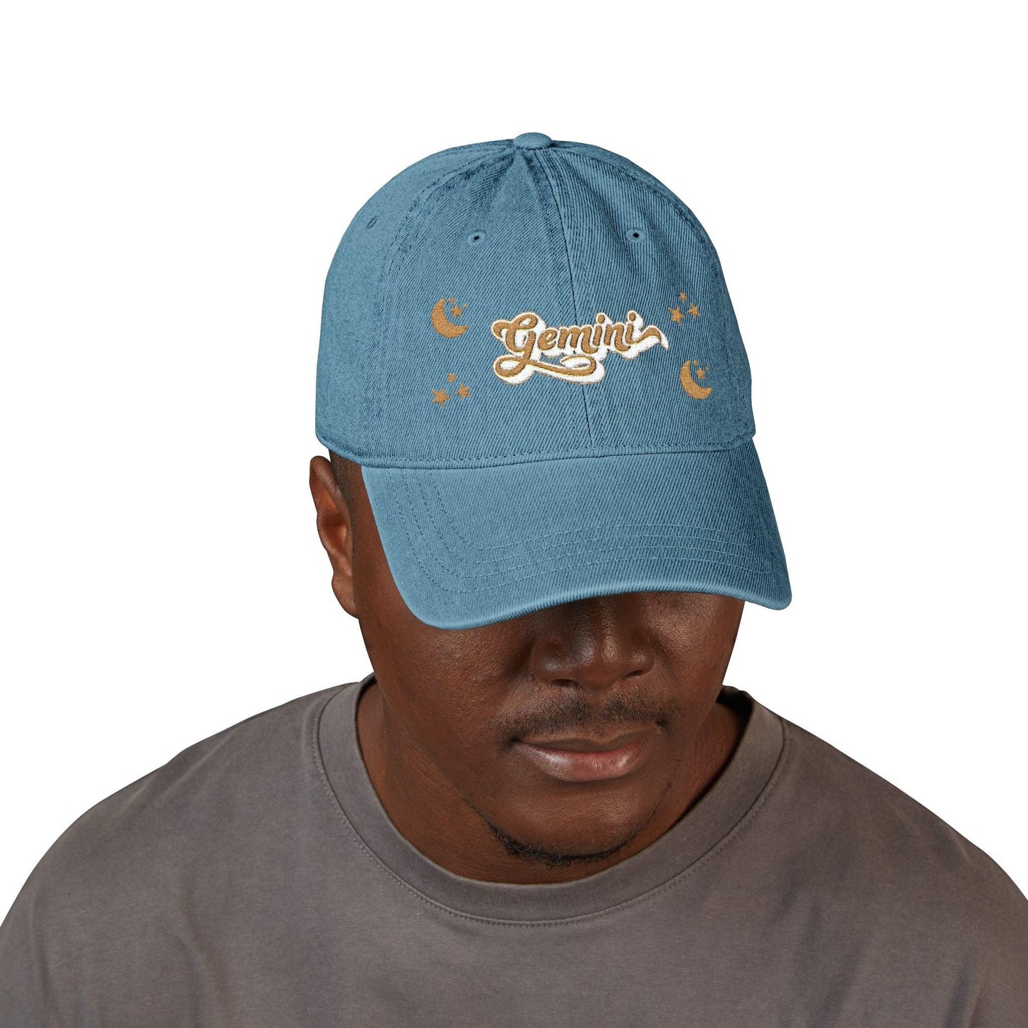 'Gemini' Denim Embroidered Cap