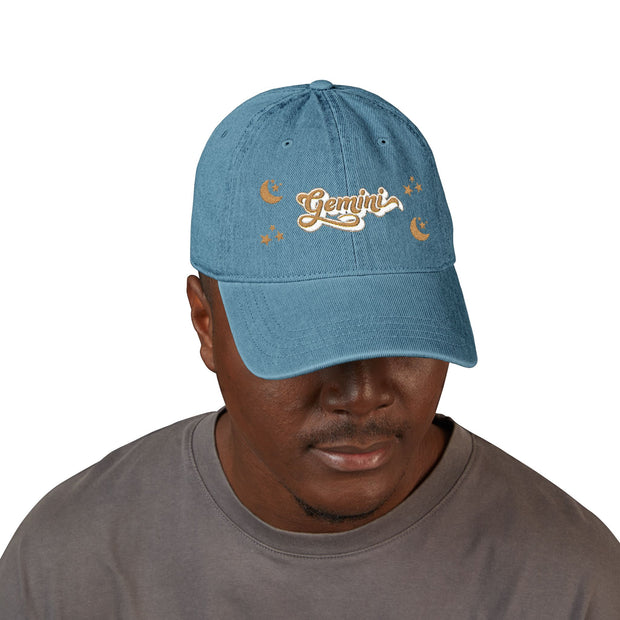 'Gemini' Denim Embroidered Cap
