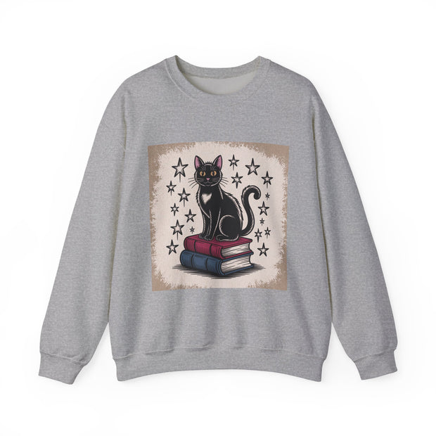 Cat and Book Lover's Crewneck Sweatshirt