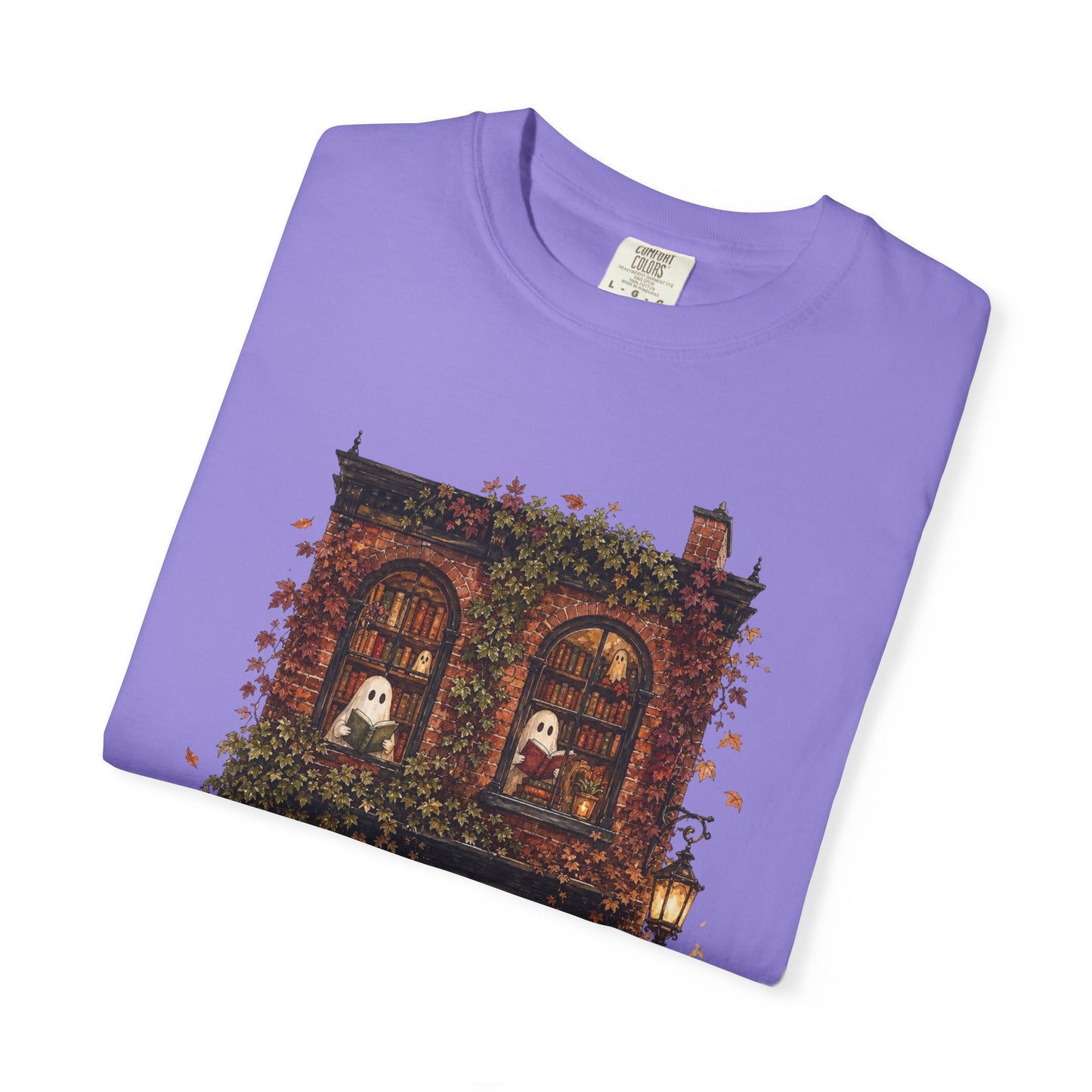 Haunted Bookstore T-Shirt, Cozy Book Lover Halloween Shirt, Ghost Library Tee, Dark Academia Fall Graphic, Spooky Reader Gift