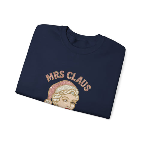 Mrs Claus Glam Squad Sweatshirt | Retro Mrs. Claus Illustration, Christmas Holiday Crewneck