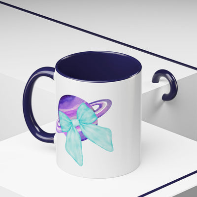 Purple Saturn Wrapped In A Bow Accent Coffee Mug