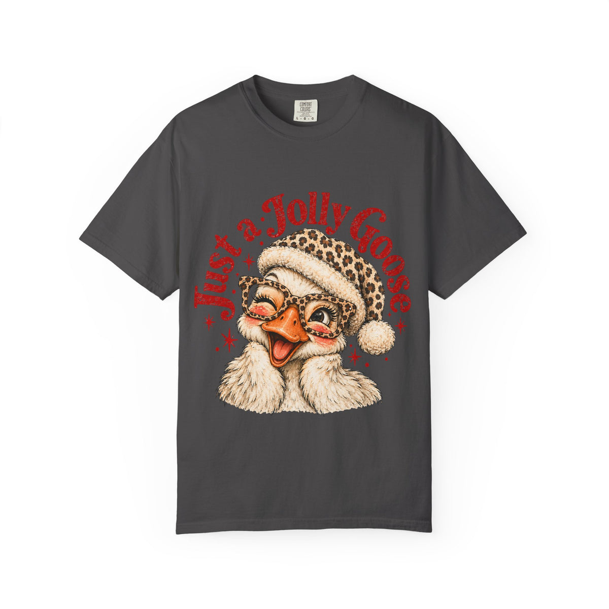 Jolly Goose Christmas Shirt, Funny Christmas Goose Tee, Leopard Santa Goose Shirt, Goose Lover Gift, Retro Holiday T-Shirt