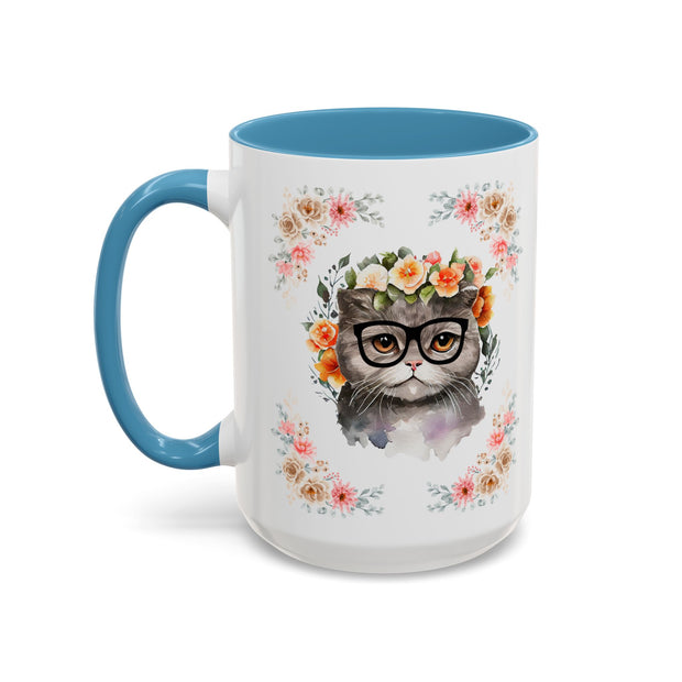 Geeky Goddess Gray Cat Accent Coffee Mug