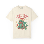 Cozy Fantasy Holidays Tee, Unisex Christmas T-shirt, Cute Dragon Apparel, Holiday Gift, Festive Graphic Tee