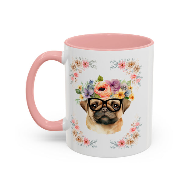 Geeky Goddess Pug Accent Coffee Mug