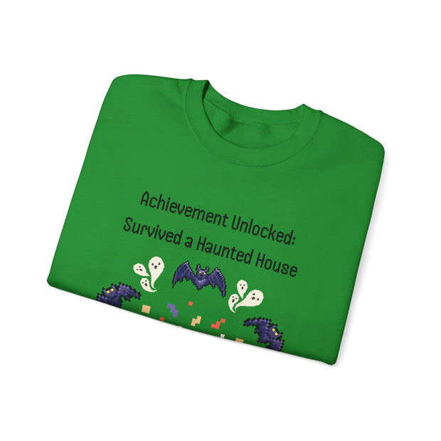'Achievement Unlocked: Survived A Haunted House' Unisex Crewneck Sweatshirt