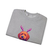 Golden Doodle with Reindeer Antlers Sweatshirt | Holiday Dog Sweater Design