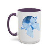 Blue Saturn Wrapped In A Blue Bow Accent Coffee Mug