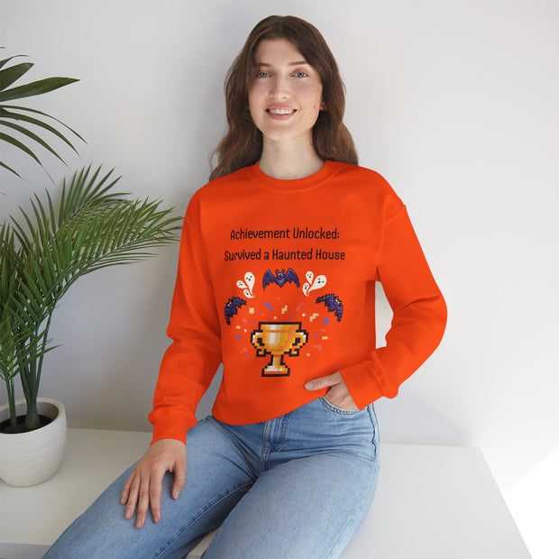 'Achievement Unlocked: Survived A Haunted House' Unisex Crewneck Sweatshirt