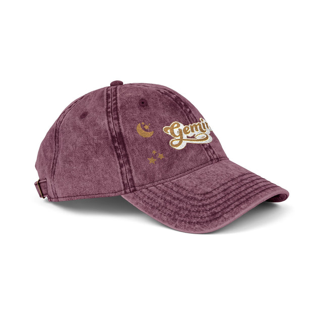 'Gemini' Vintage Wash Embroidered Cap