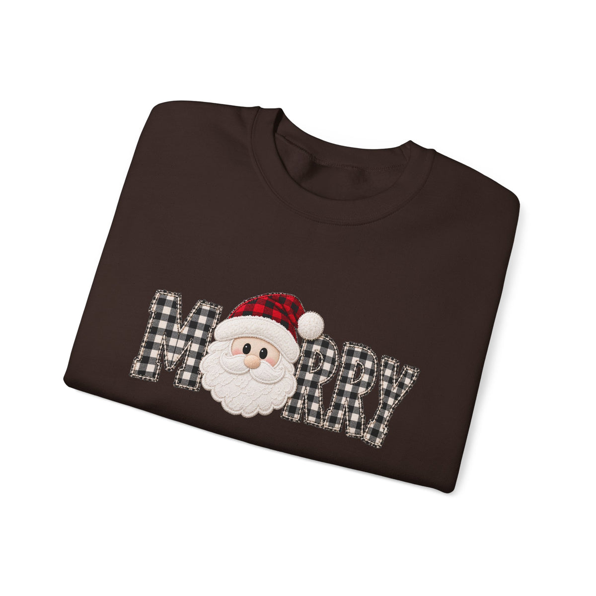 Merry Christmas Sweatshirt, Santa Christmas Crewneck, Plaid Holiday Sweater, Cute Santa Shirt, Cozy Christmas Gift for Her