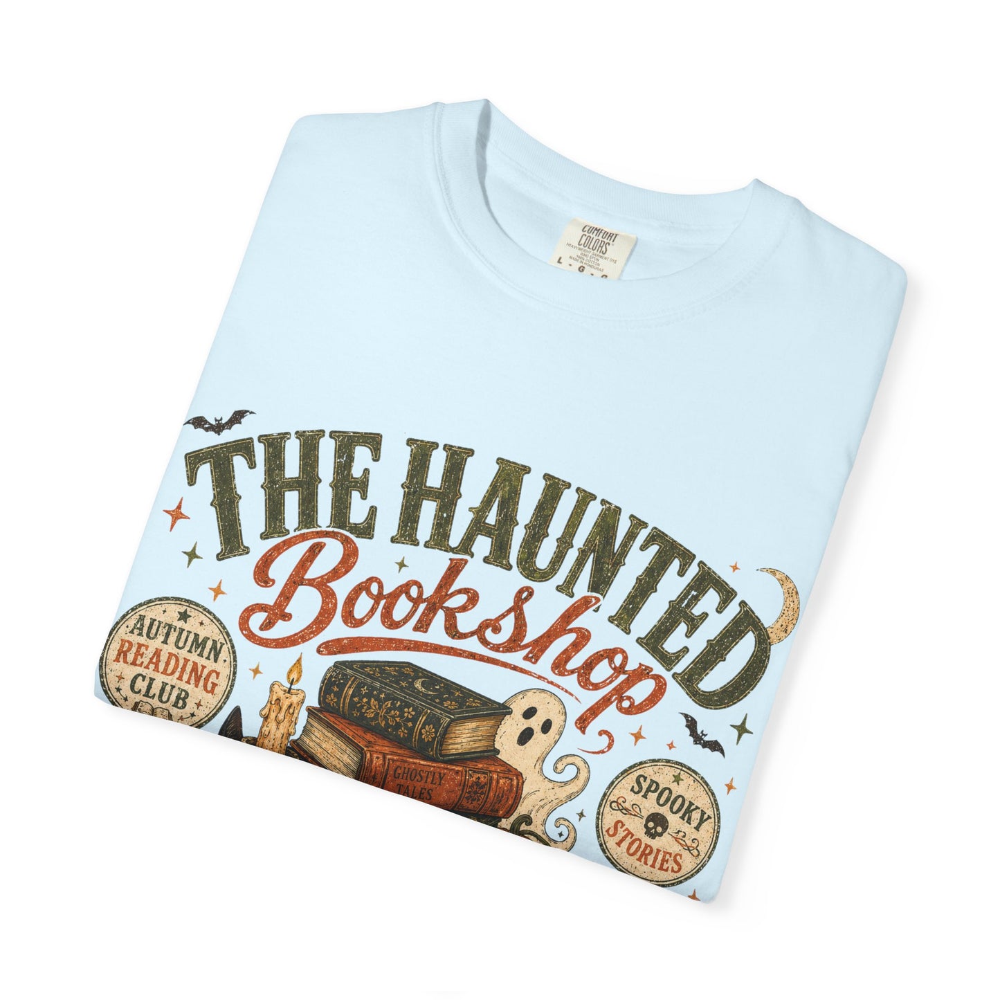 The Haunted Bookshop T-Shirt, Spooky Book Lover Shirt, Cozy Autumn Reading Tee, Halloween Bookstore Graphic, BookTok Reader Gift