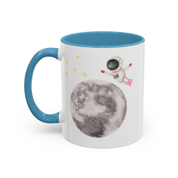 Astronaut Flying To The Moon Accent Coffee Mug