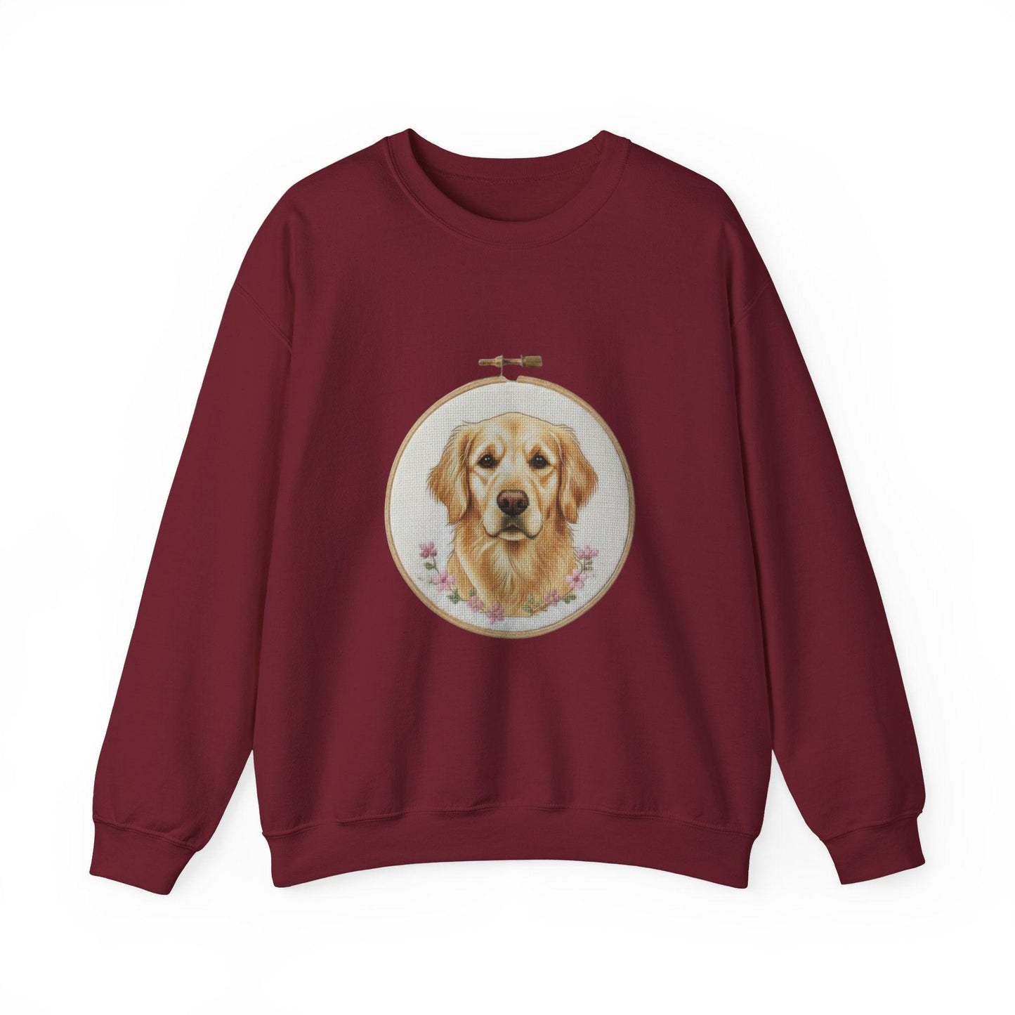 Golden Retriever Sweatshirt, Dog Mom Gift, Vintage Embroidery Style Pet Lover Crewneck