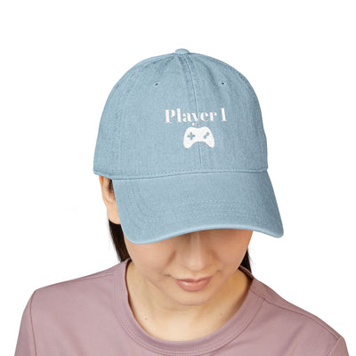 'Player 1' Denim Embroidered Cap