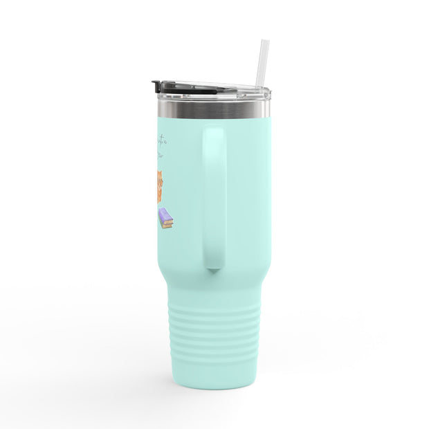 'Feline Good with a Book & Brew' Insulated Travel Mug, 40oz