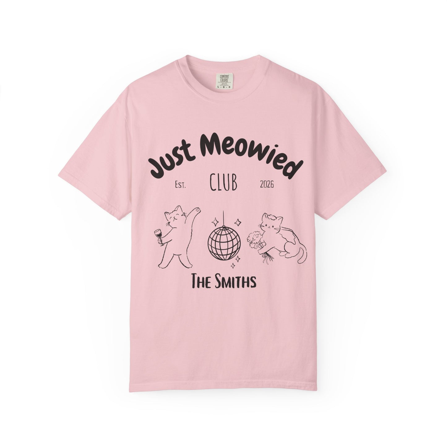 Just Married Cat Wedding Shirt Newlywed Couple Matching T-Shirt Comfort Colors Mr And Mrs Tee Just Meowied Honeymoon Gift For Bride Groom
