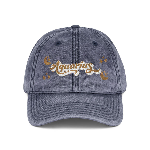 'Aquarius' Vintage Embroidered Cap