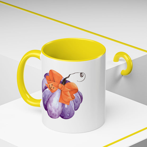 Purple Pumpkin Wrapped In A Bow Accent Coffee Mug