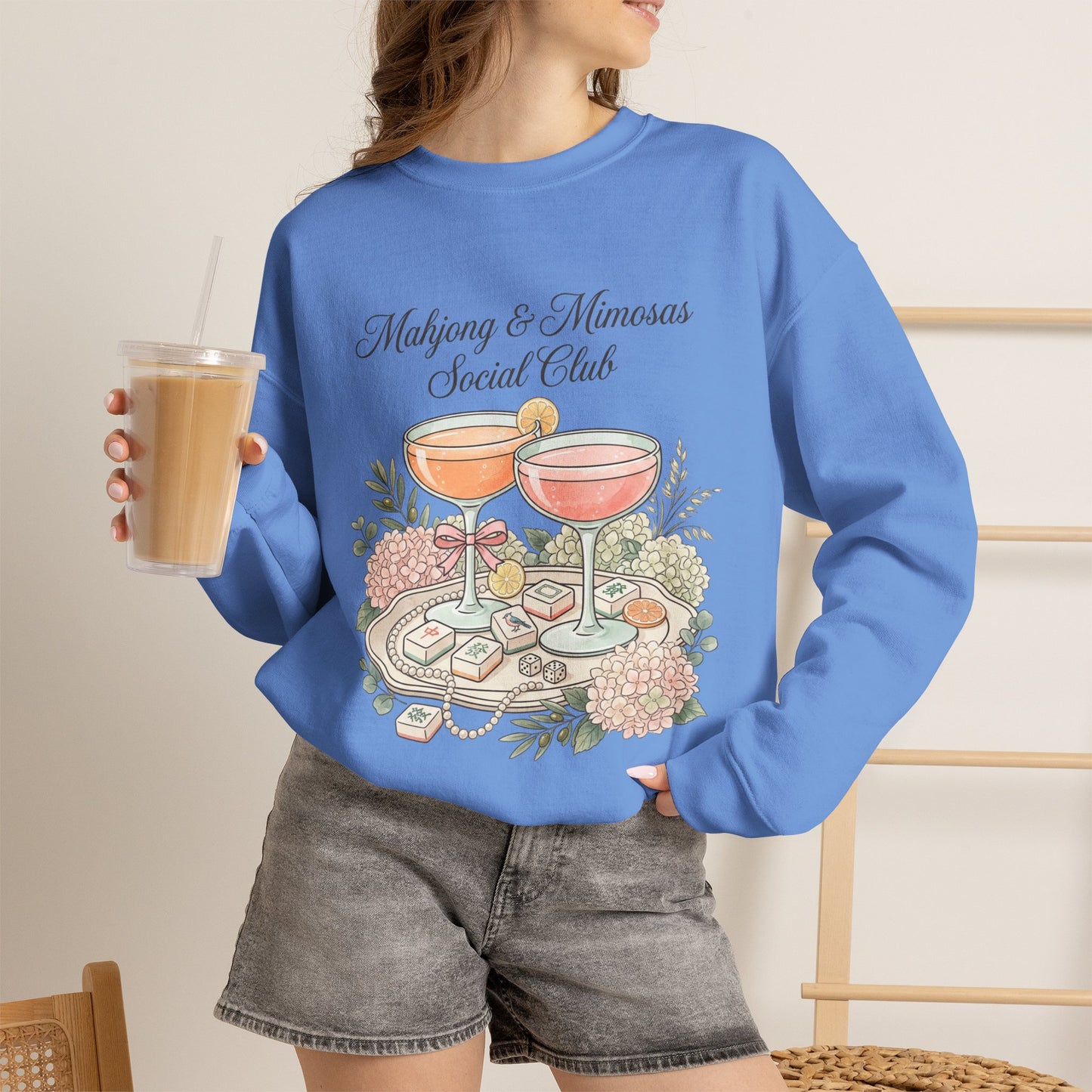 Mahjong & Mimosas Sweatshirt, Mahjong Club Crewneck, Brunch Girl Pullover