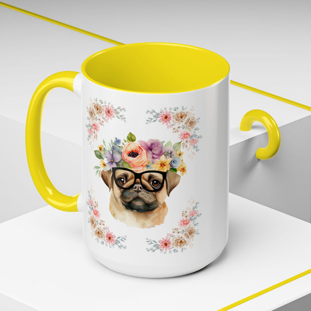 Geeky Goddess Pug Accent Coffee Mug