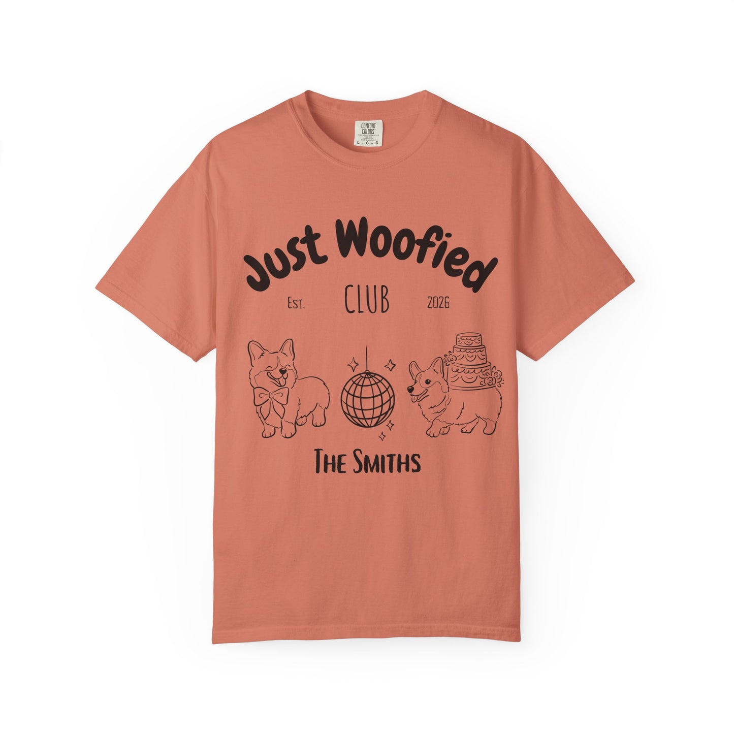 Just Married Dog Wedding Shirt Newlywed Couple Matching T-Shirt Comfort Colors Mr And Mrs Tee Just Woofied Honeymoon Gift For Bride Groom