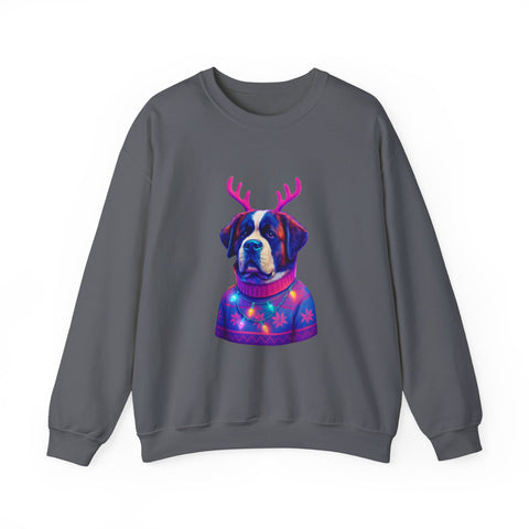 Saint Bernard with Reindeer Antlers sweatshirt | Holiday Dog Sweater Design