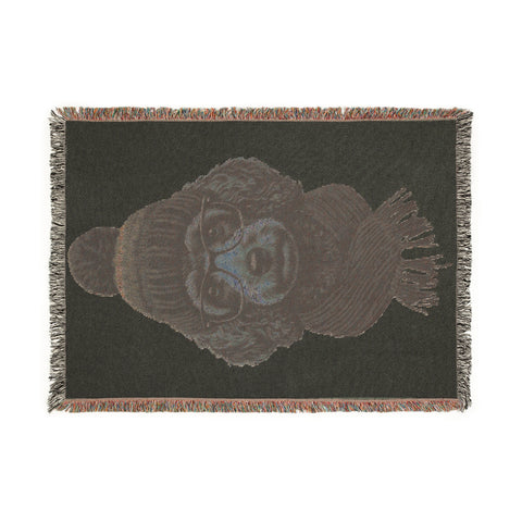 Poodle Wearing Beanie and Scarf Woven Blanket | Cozy Cabin Throw