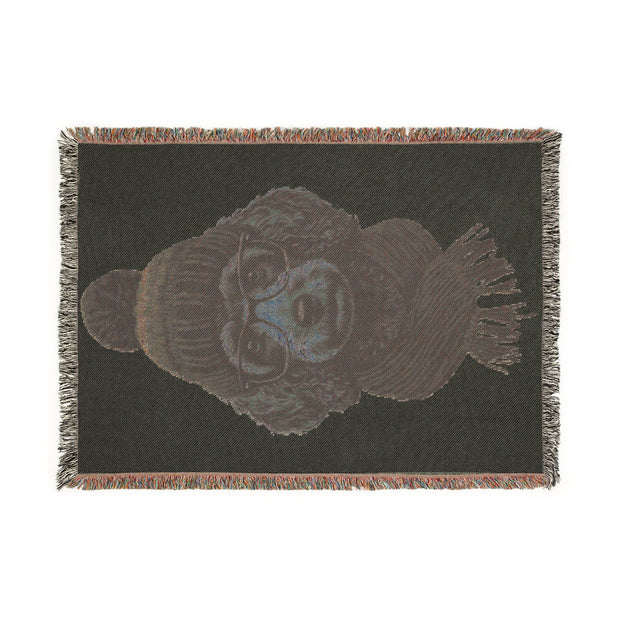 Poodle Wearing Beanie and Scarf Woven Blanket | Cozy Cabin Throw