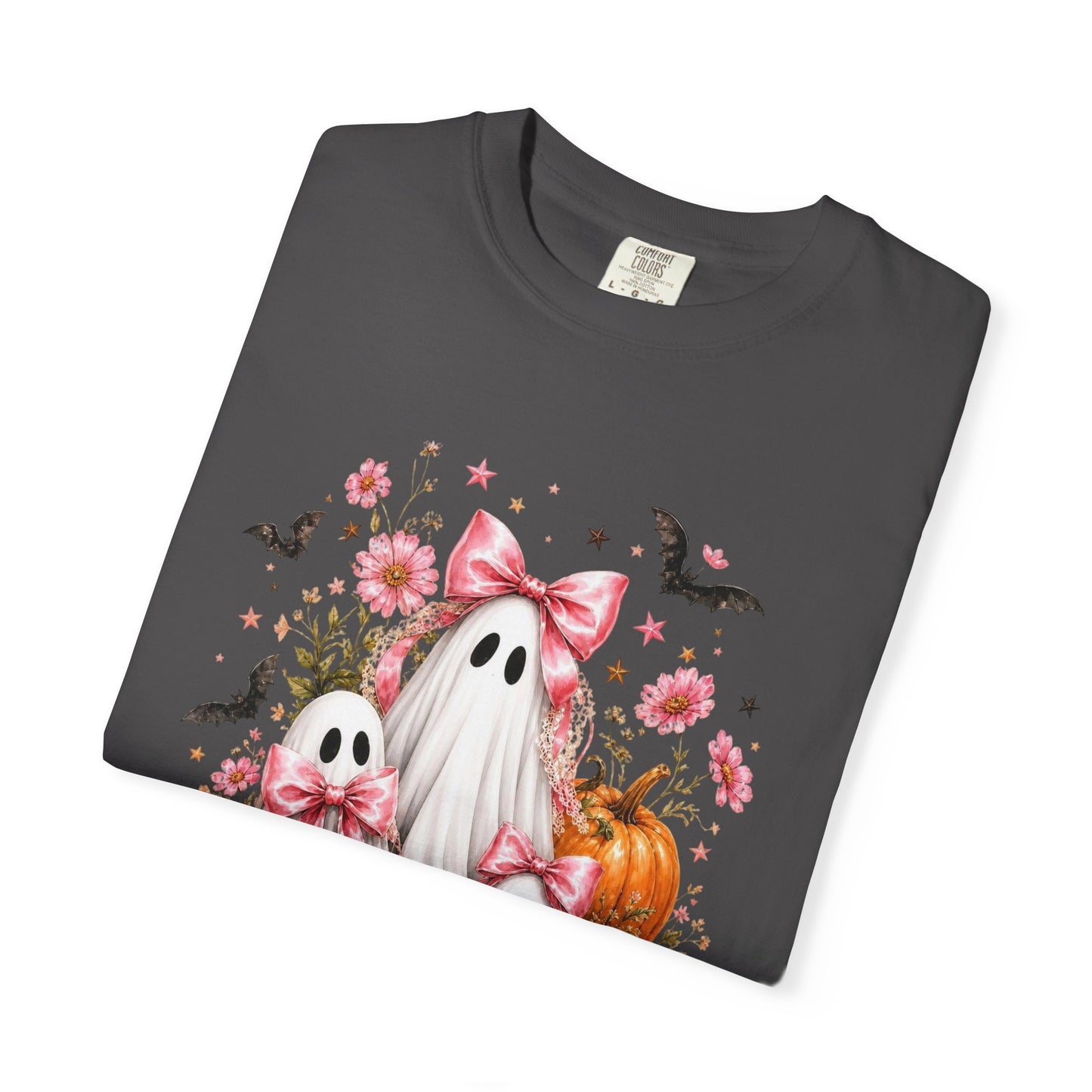 Coquette Ghost Halloween Shirt, Pink Bow Ghost T-Shirt, Cute Spooky Season Tee, Girly Halloween Pumpkin Graphic, Fall Aesthetic Shirt