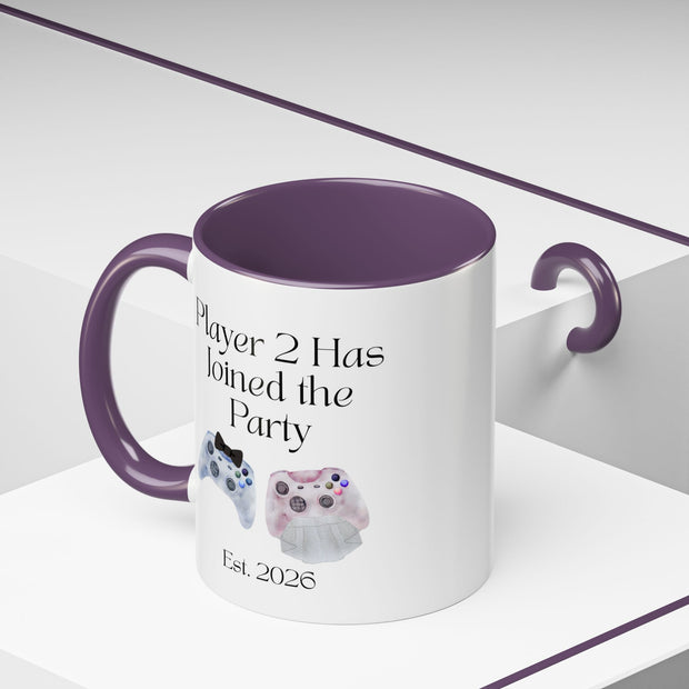 'Player 2 Has Joined The Party' 'Est. 2026' Accent Coffee Mug