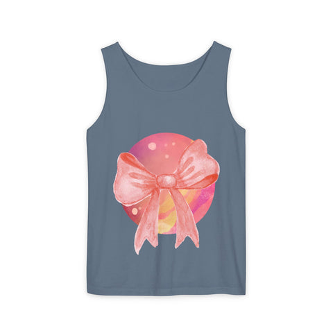 Pink/Yellow Planet Wrapped In Bow Unisex Tank Top