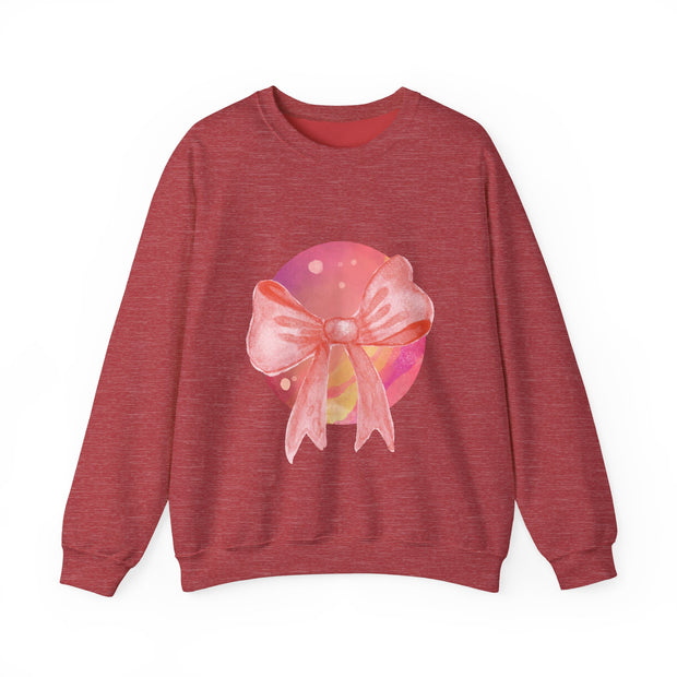 Pink/Yellow Planet Wrapped In A Bow Unisex Crewneck Sweatshirt