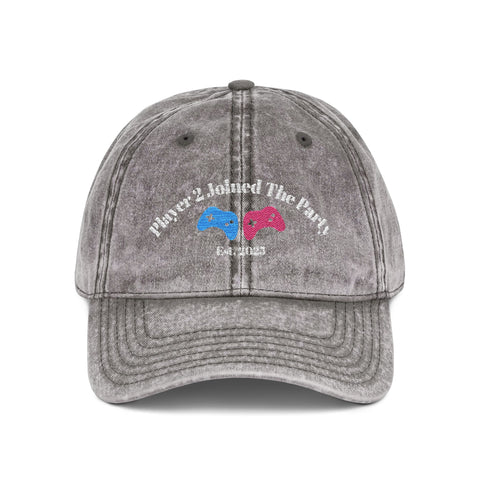 'Player 2 Joined The Party' 'Est. 2025' Vintage Embroidered Cap
