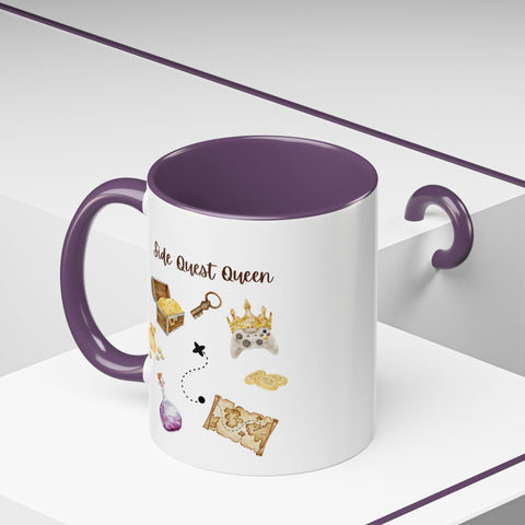 'Side Quest Queen' Accent Coffee Mug