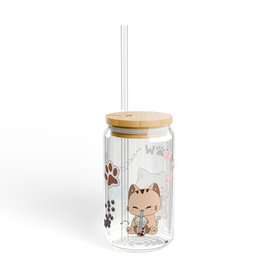 Addicted to Boba, Coffee, and Cats Sipper Glass