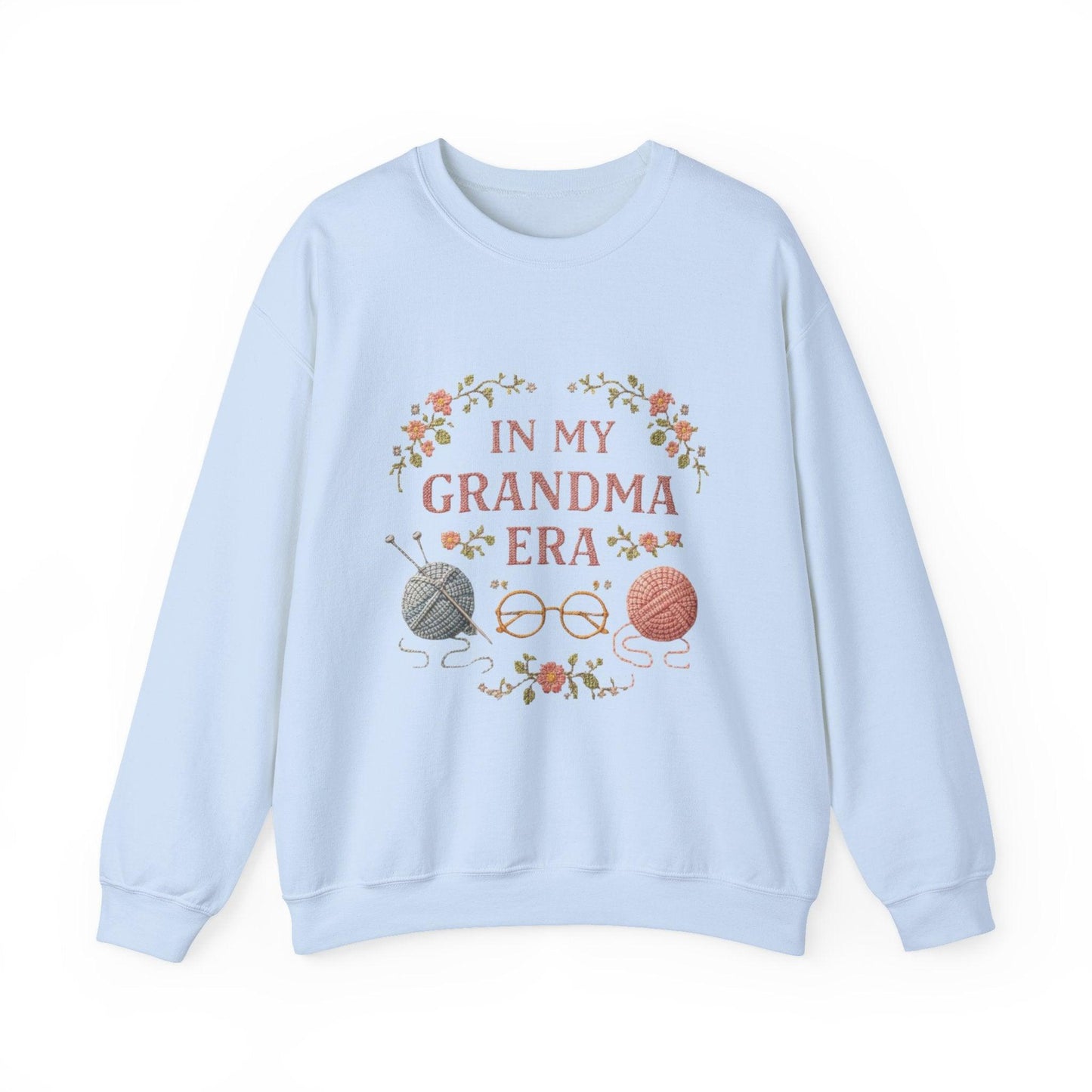 In My Grandma Era knitting balls and glasses Sweatshirt | Cozy vintage floral design