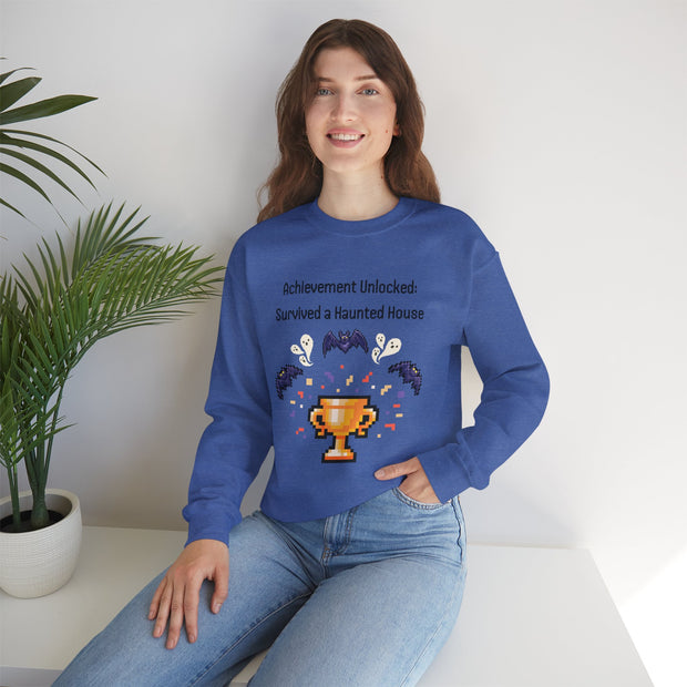 'Achievement Unlocked: Survived A Haunted House' Unisex Crewneck Sweatshirt