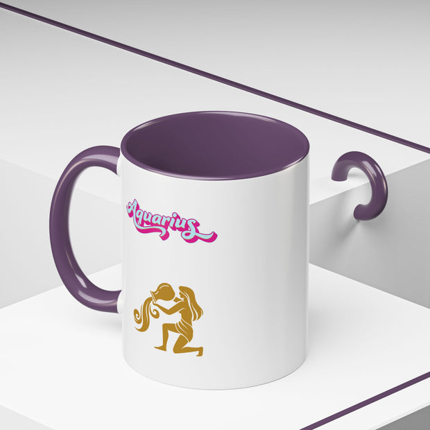 'Aquarius' Zodiac Accent Coffee Mug