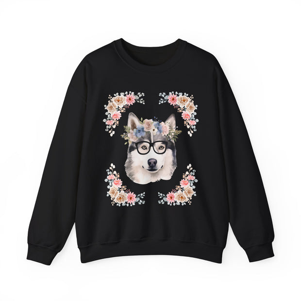 Geeky Goddess Siberian Husky Unisex Crewneck Sweatshirt