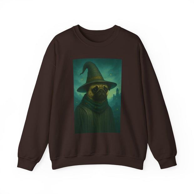 Wizard Pug Sweatshirt, Cozy Unisex Sweatshirt, Funny Pet Lover Gift, Halloween Apparel, Casual Trendy Crewneck
